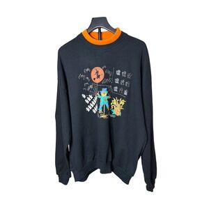 Morning Sun Vintage Halloween Sweatshirt Black Orange Witch Scarecrow 3X USA